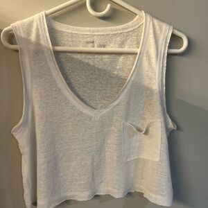 aerie White V-Neck Pocket Tank